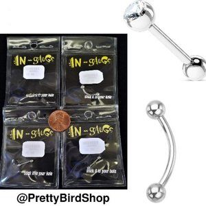 Set of 4 BARBELL body pierce 12-18 G steel piercings earrings body jewelry